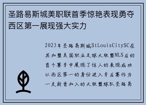 圣路易斯城美职联首季惊艳表现勇夺西区第一展现强大实力